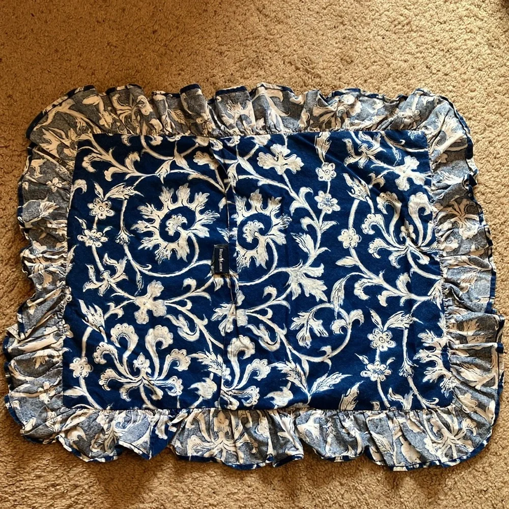 Ralph Lauren Vintage Persimmon blue cotton floral twin comforter & pillow sham